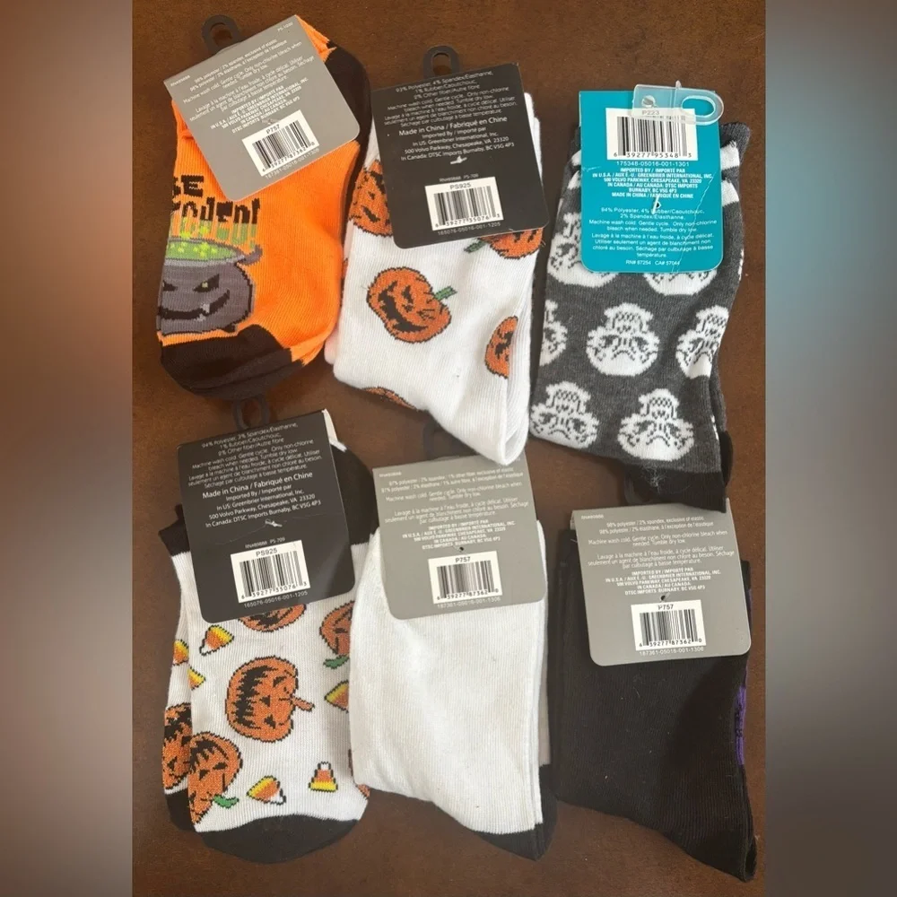 Halloween socks bundle 6 pairs girl youth shoe size 10.5 or 10 1/2-4 NWT NEW